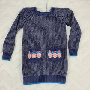 Hanna Anderson Sweater Dress Girls 110cm 5yrs Fair Isle Argyle Diamond Cotton